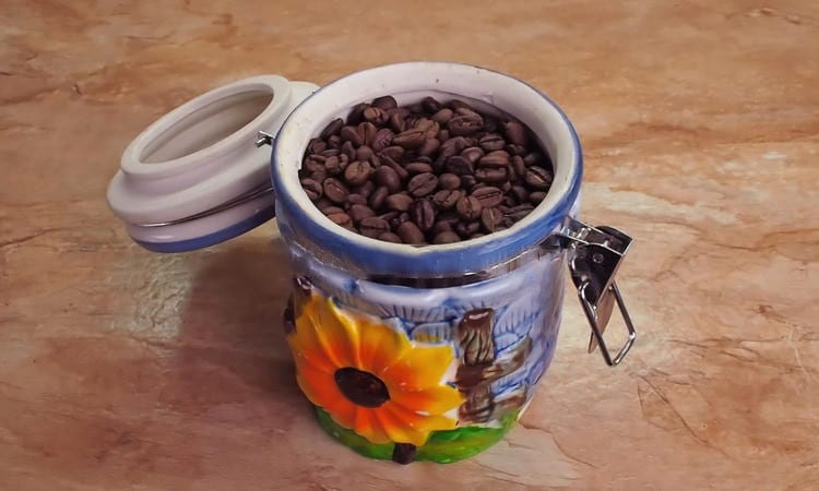 Coffee In Ceramic Container