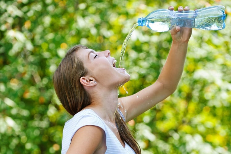 Woman Drinking Water From Bottle